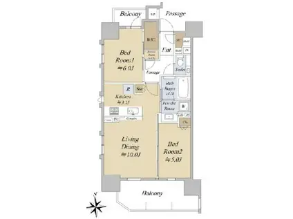 アクシルコート早稲田(2LDK/9階)の間取り写真