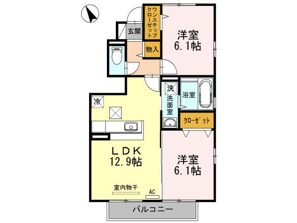 アヴニール優 BC(2LDK/1階)の間取り写真