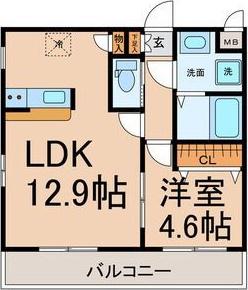 パレアージュII(1LDK/4階)の間取り写真