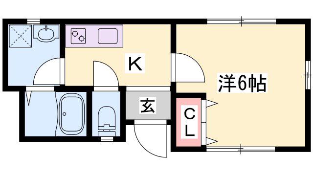 リープラス姫路栗山(1K/1階)の間取り写真