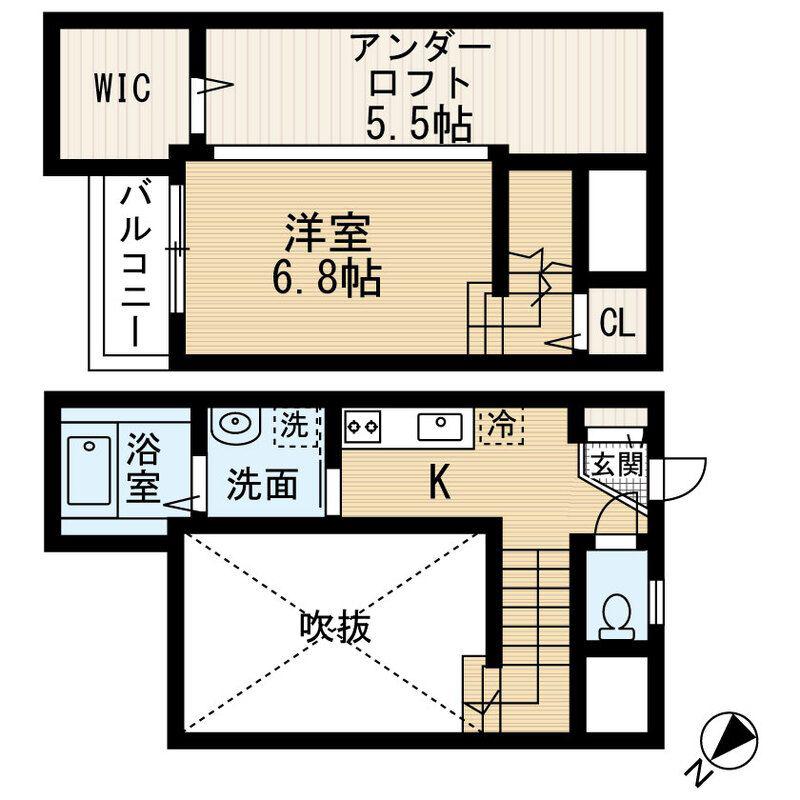 ABEST井尻六ツ角(ワンルーム/2階)の間取り写真