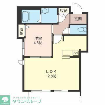 ゼファー元住吉(1LDK/1階)の間取り写真