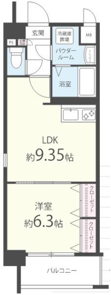 ムーンリバー久留米東町(1LDK/10階)の間取り写真