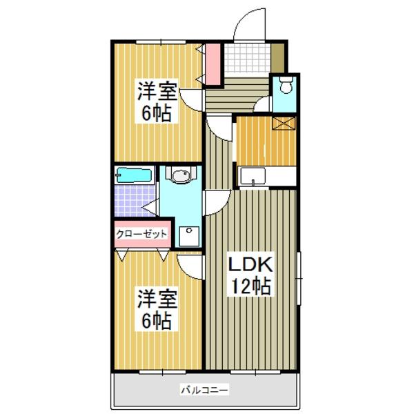 ラ・ファミーユ(2LDK/2階)の間取り写真