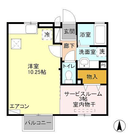グランモア・テクノ(1LDK/1階)の間取り写真