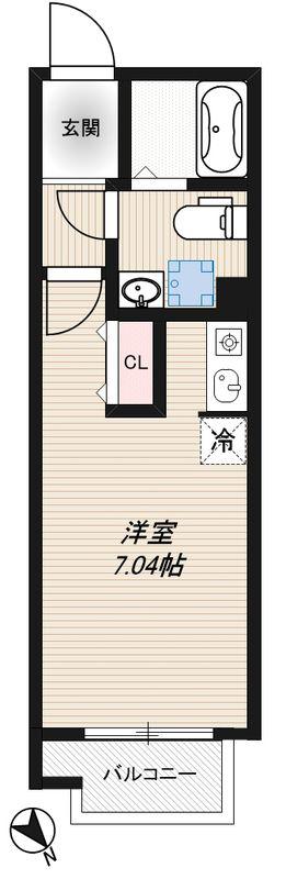 BRANCHE武蔵小山(ワンルーム/2階)の間取り写真