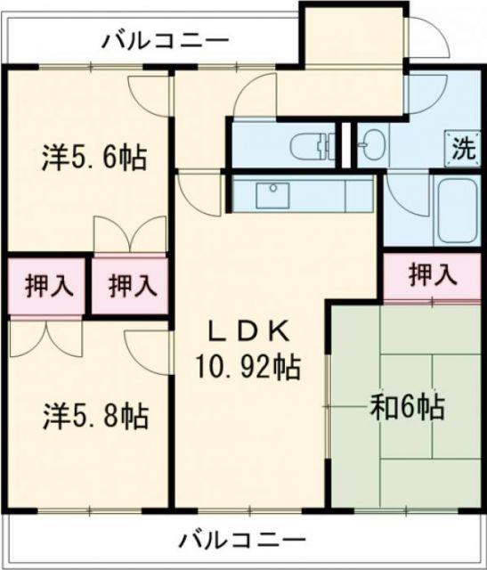 ジュネス神谷(3LDK/4階)の間取り写真