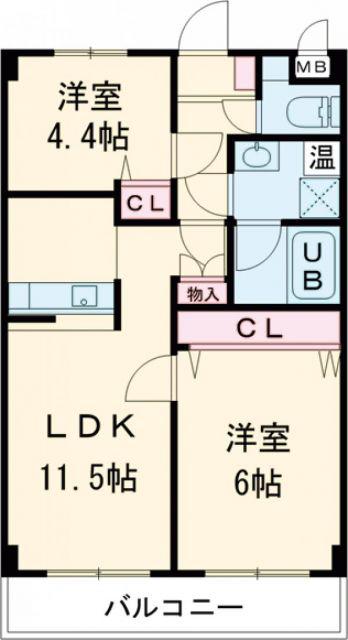 ライフポート松栄(2LDK/3階)の間取り写真