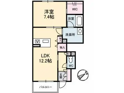 レユシール川内(1LDK/1階)の間取り写真
