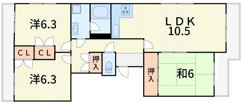 ラ・ポール7番館(3LDK/3階)の間取り写真