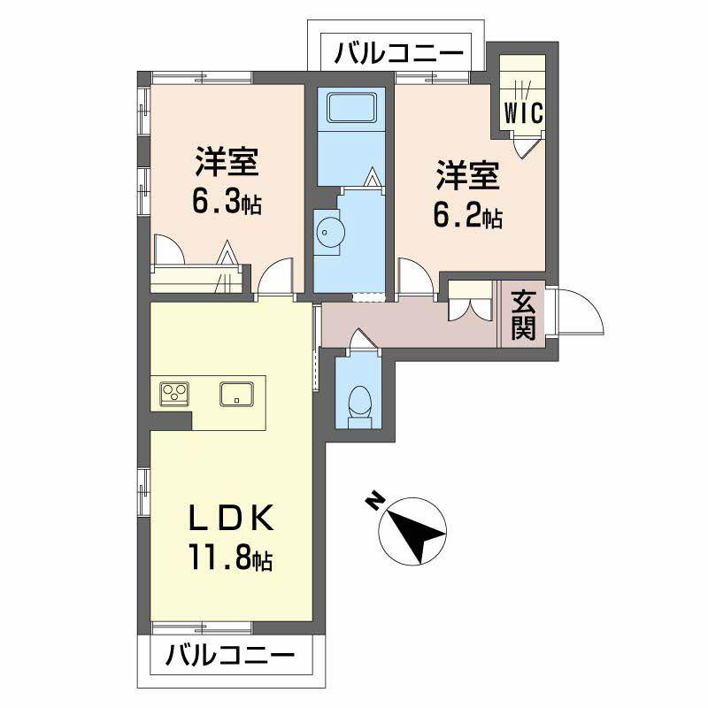 レジェンド N(2LDK/1階)の間取り写真