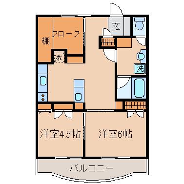 青春ハイツI(2SDK/5階)の間取り写真