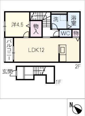 リーブルファイン則武II(1LDK/2階)の間取り写真