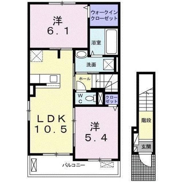 ビレッジヒル XIV(2LDK/2階)の間取り写真