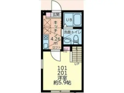 KBCシティヒルズ(1K/1階)の間取り写真