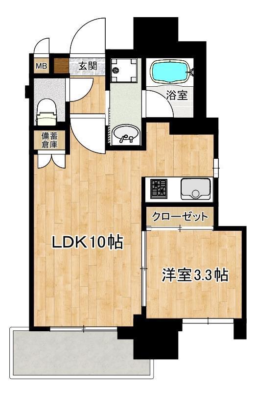 ロータス武之橋(1LDK/7階)の間取り写真