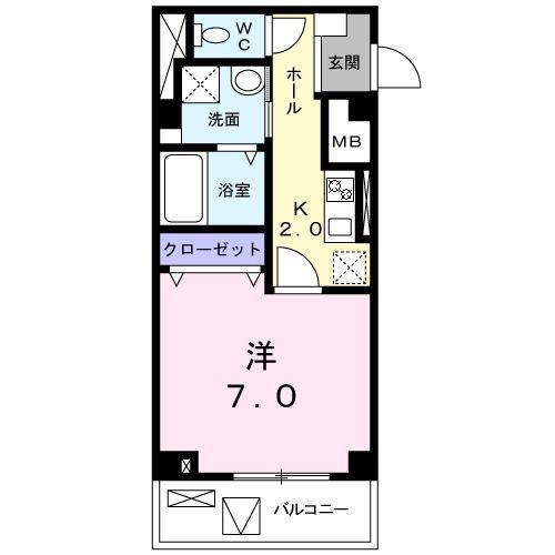 ソティエラシーヌ(1K/3階)の間取り写真