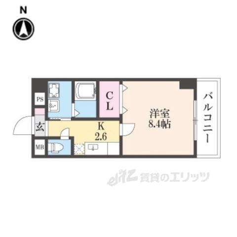 ベルフルール・エヌエス(1K/3階)の間取り写真