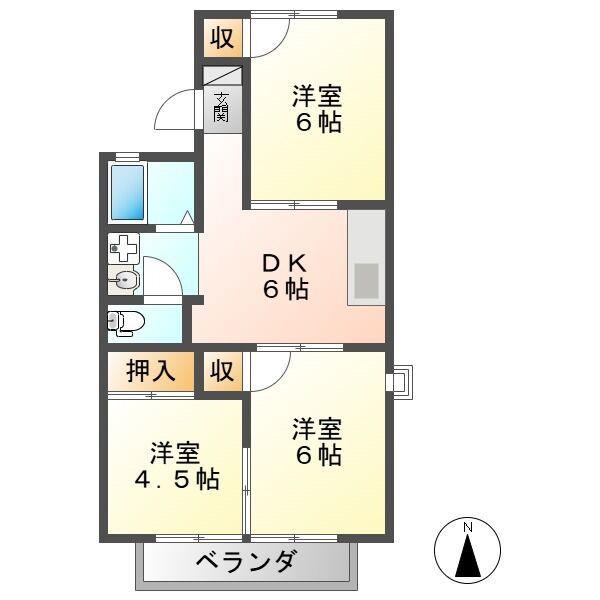 SOLANA(3DK/2階)の間取り写真