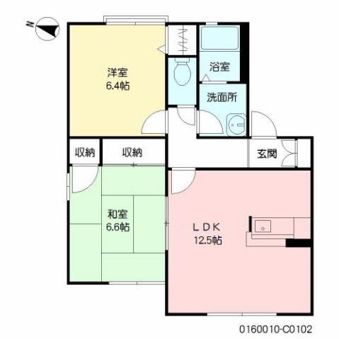 コートヴェール南片江I C(2LDK/1階)の間取り写真
