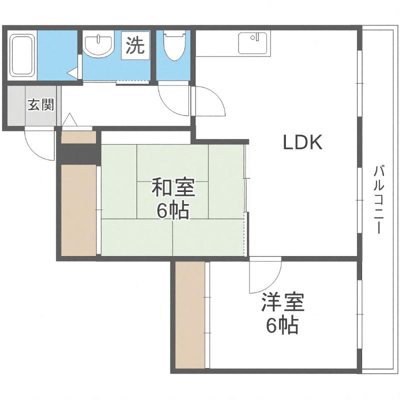 サンシャイン中島公園(2LDK/4階)の間取り写真