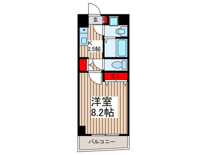オロール南浦和(1K/2階)の間取り写真
