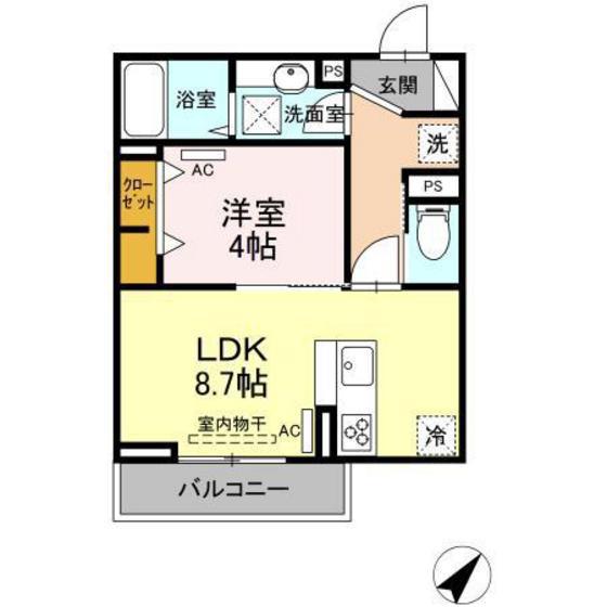 D-ROOM高須(1LDK/1階)の間取り写真