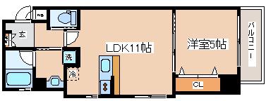 ウィングコート小松(1LDK/5階)の間取り写真