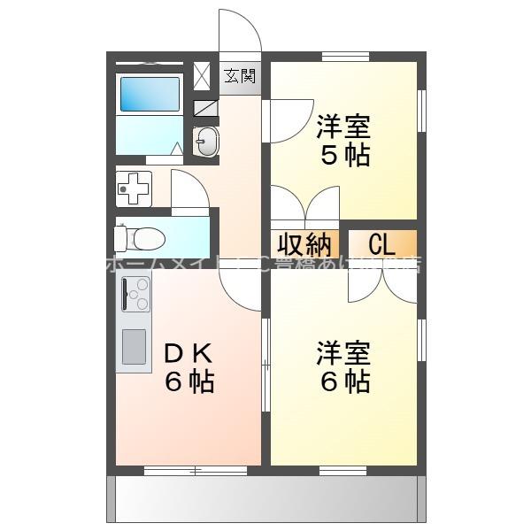 MH-ARC KAORU(2DK/1階)の間取り写真