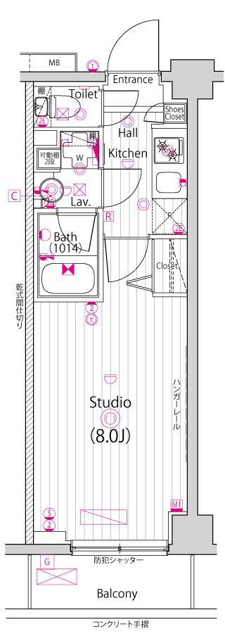 ガーラ行徳グランドステージ(1K/6階)の間取り写真
