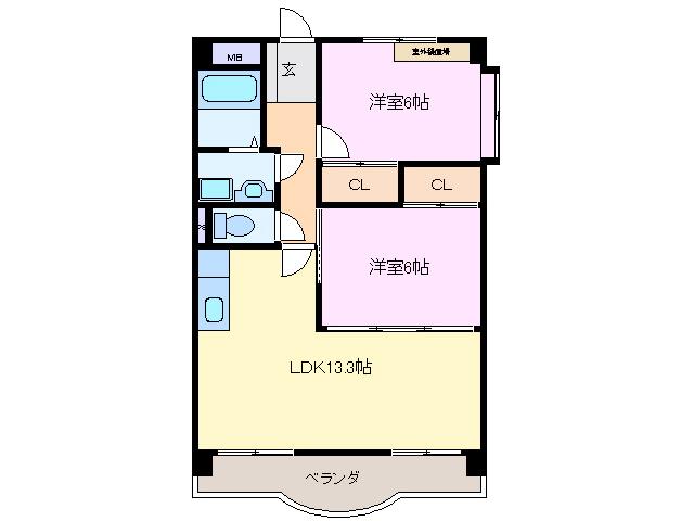 ベルテ白子(2LDK/2階)の間取り写真