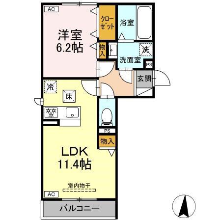 D-HILLS中田町(1LDK/3階)の間取り写真