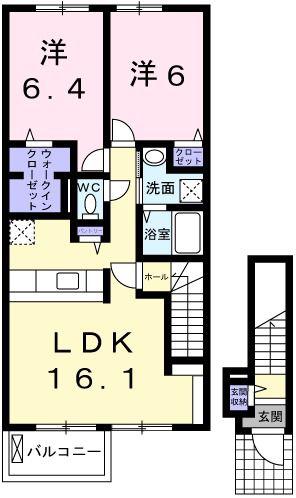 スカイ・ガーデンズ(2LDK/2階)の間取り写真
