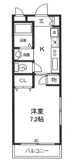 フラットエムズ(1K/1階)の間取り写真