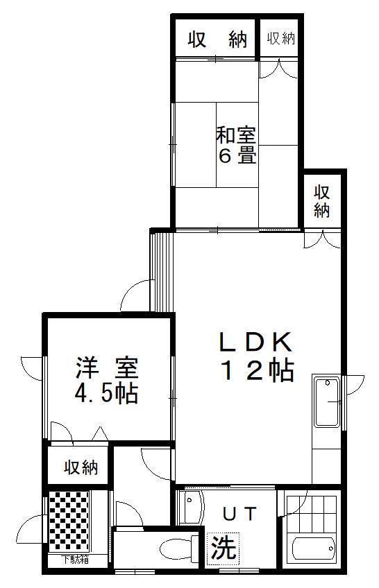 メゾンシーナ若竹(2LDK/1階)の間取り写真