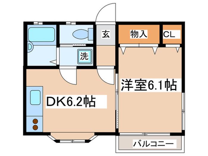 パストラルいしい2(1DK/2階)の間取り写真