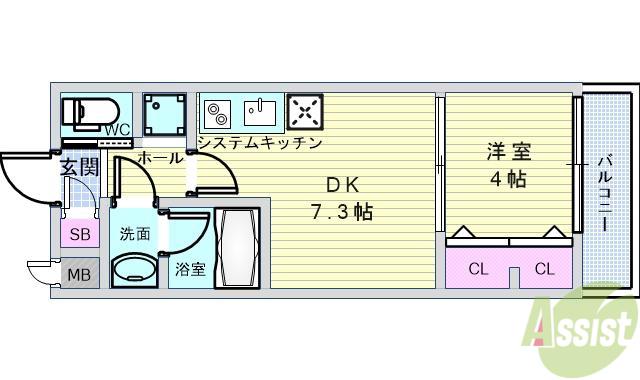 ガレリア大阪空港II(1DK/1階)の間取り写真