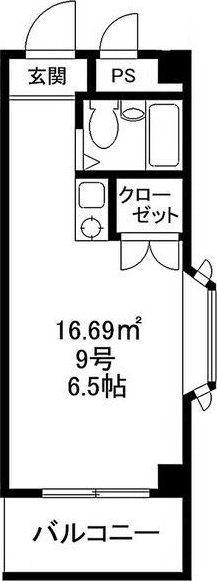 明和ハイツ南江口(ワンルーム/5階)の間取り写真