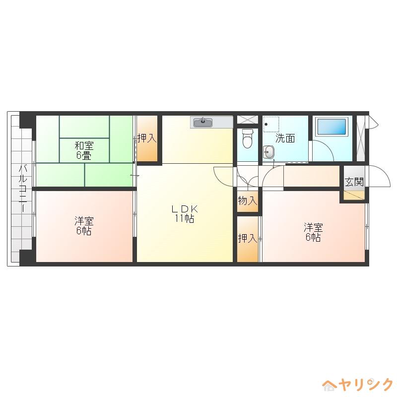 フローラルハイツ澤田(3LDK/2階)の間取り写真