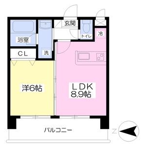 赤いマンション北大前(1LDK/3階)の間取り写真