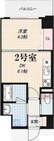 RIDGEガーデン江坂II(1DK/8階)の間取り写真