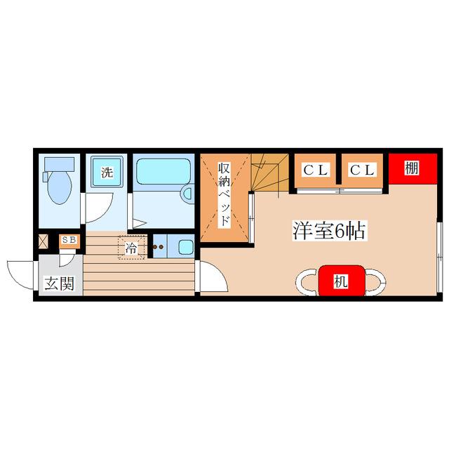 パークハイムV(1K/2階)の間取り写真