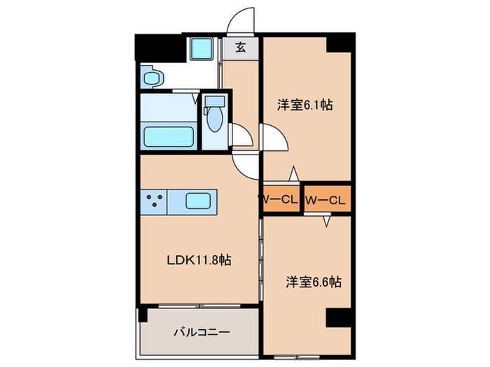 サンクレール(2LDK/4階)の間取り写真