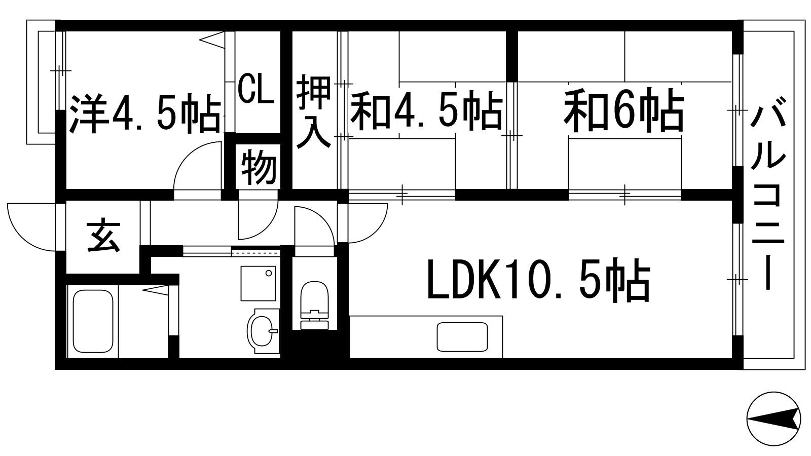 グレース本館(3LDK/3階)の間取り写真