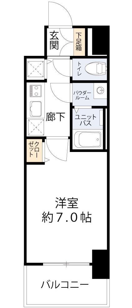 プレサンス大阪福島シエル(1K/7階)の間取り写真