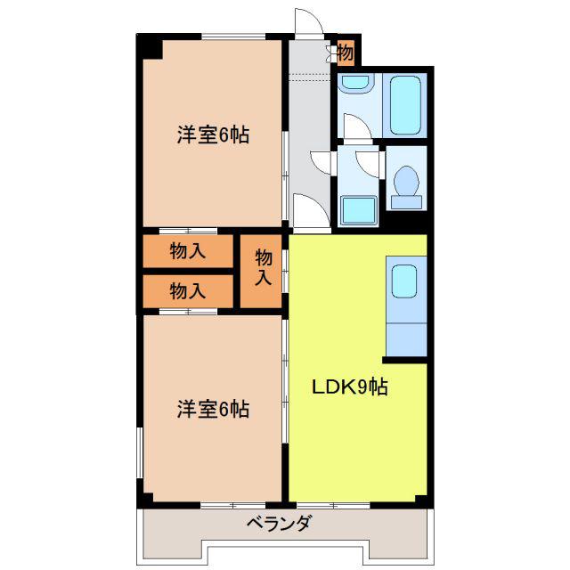 第3太田コーポ(2LDK/5階)の間取り写真