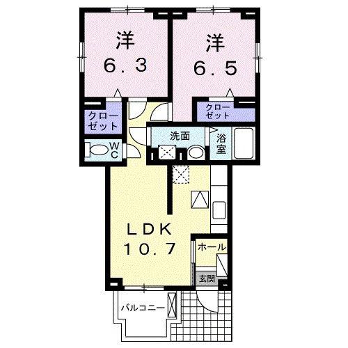 GRACE壱番館(2LDK/1階)の間取り写真