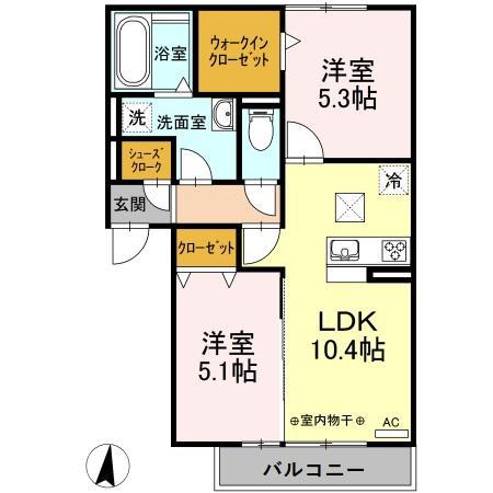 CENOTE II(2LDK/1階)の間取り写真