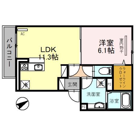 シャルムソフィアII(1LDK/1階)の間取り写真