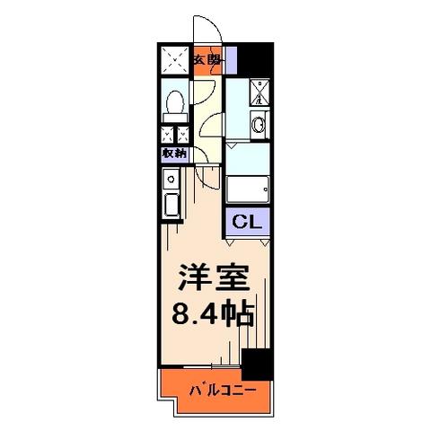ワイズフラット(1K/3階)の間取り写真